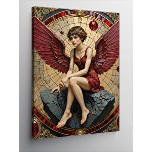 Kanvas Tablo Kırmızı Kanatlı Kadın 100x140 cm