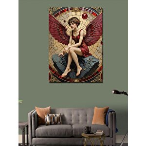 Kanvas Tablo Kırmızı Kanatlı Kadın 100x140 cm