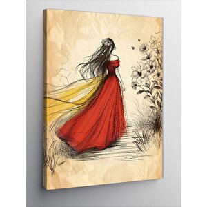 Kanvas Tablo Kırmızı Elbiseli Kadın 70x100 cm