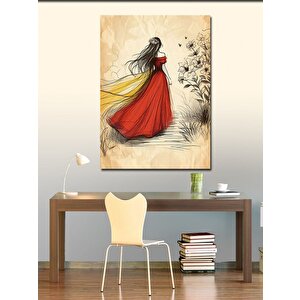 Kanvas Tablo Kırmızı Elbiseli Kadın 70x100 cm