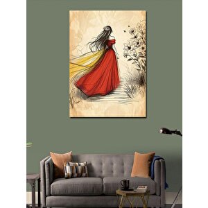 Kanvas Tablo Kırmızı Elbiseli Kadın 70x100 cm