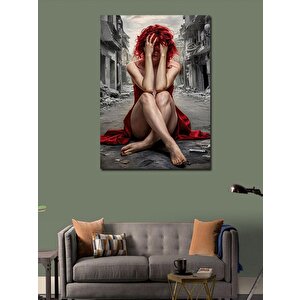 Kanvas Tablo Kırmızı Elbiseli Kadın 70x100 cm