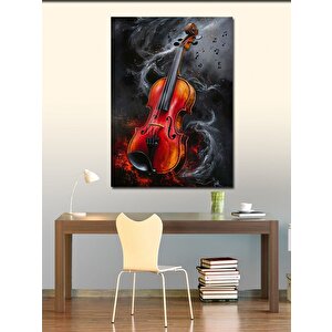 Kanvas Tablo Keman Ve Notalar 100x140 cm