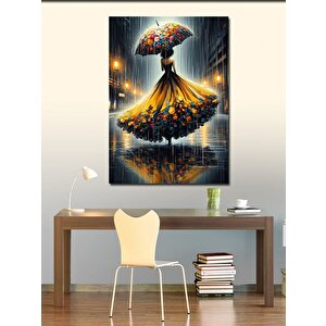 Kanvas Tablo Yağmurda Kadın Elbisesi 100x140 cm