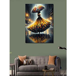 Kanvas Tablo Yağmurda Kadın Elbisesi 100x140 cm