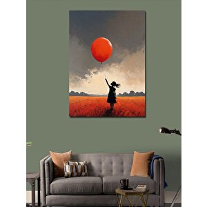 Kanvas Tablo Kırmızı Balonlu Çocuk 100x140 cm