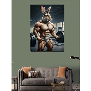Kanvas Tablo Ağırlık Kaldıran Tavşan 70x100 cm