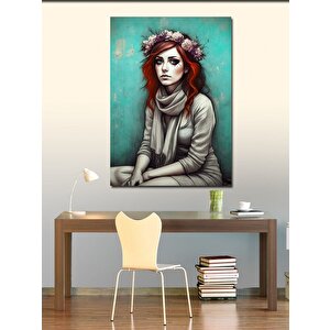 Kanvas Tablo Kırmızı Saçlı Kadın 100x140 cm