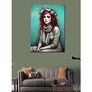 Kanvas Tablo Kırmızı Saçlı Kadın 100x140 cm