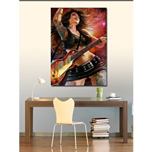 Kanvas Tablo Elektro Gitar Çalan Kadın 70x100 cm