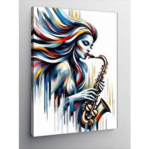 Kanvas Tablo Saksafon Kız 70x100 cm