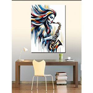 Kanvas Tablo Saksafon Kız 70x100 cm