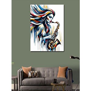 Kanvas Tablo Saksafon Kız 70x100 cm