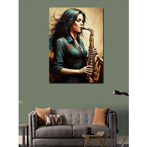 Kanvas Tablo Saksafon Çalan Kadın 50x70 cm