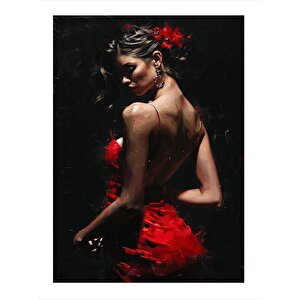 Kırmızı Elbiseli Kadın Art Mdf Poster 35cm X50cm 35x50 cm