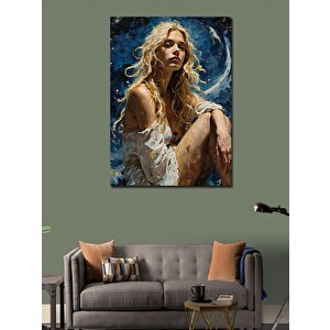 Kanvas Tablo Beyaz Elbiseli Kadın 70x100 cm