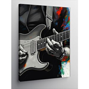 Kanvas Tablo Gitar Ve Siluet 50x70 cm