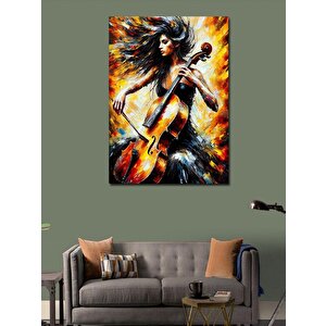 Kanvas Tablo Ateşli Keman Çalan Kadın 70x100 cm