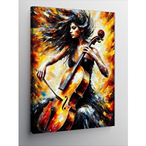 Kanvas Tablo Ateşli Keman Çalan Kadın 100x140 cm