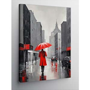 Kanvas Tablo Kırmızı Şemsiye 50x70 cm