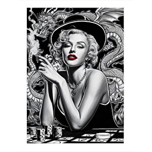 Kırmızı Rujlu Marilyn Monroe Desenli Mdf Tablo 35cm X50cm 35x50 cm