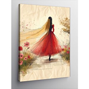 Kanvas Tablo Kırmızı Elbiseli Kadın 70x100 cm