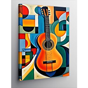 Kanvas Tablo Şekiller Ve Sarı Gitar 50x70 cm