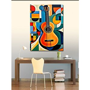 Kanvas Tablo Şekiller Ve Sarı Gitar 50x70 cm