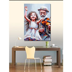 Kanvas Tablo Keman Çalan Adam Ve Küçük Kız