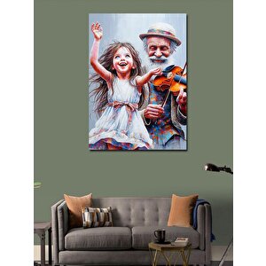 Kanvas Tablo Keman Çalan Adam Ve Küçük Kız