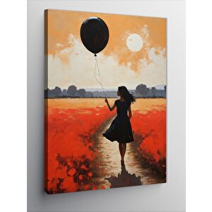 Kanvas Tablo Kırmızı Balonlu Kız