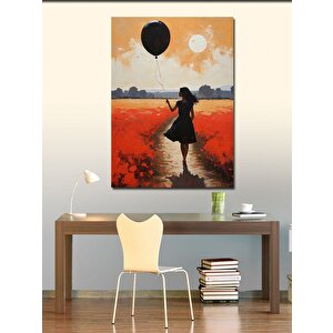 Kanvas Tablo Kırmızı Balonlu Kız 70x100 cm