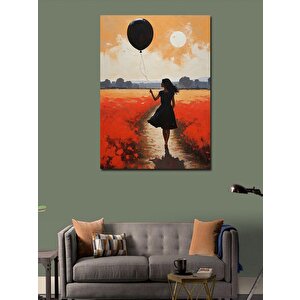 Kanvas Tablo Kırmızı Balonlu Kız 70x100 cm