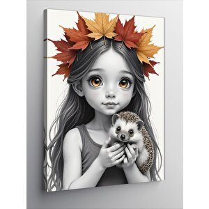 Kanvas Tablo Sonbahar Temalı Kız Çocuğu 100x140 cm