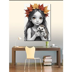 Kanvas Tablo Sonbahar Temalı Kız Çocuğu 100x140 cm