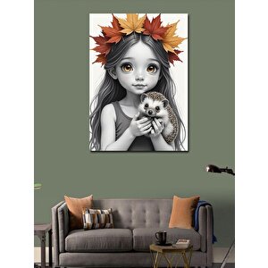Kanvas Tablo Sonbahar Temalı Kız Çocuğu 100x140 cm