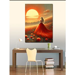 Kanvas Tablo Kırmızı Elbiseli Kadın 100x140 cm