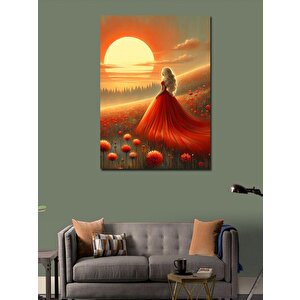 Kanvas Tablo Kırmızı Elbiseli Kadın 100x140 cm
