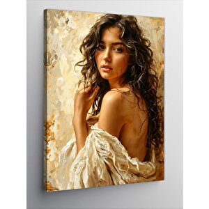 Kanvas Tablo Beyaz Elbiseli Kadın 50x70 cm