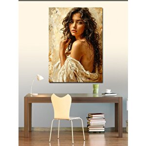 Kanvas Tablo Beyaz Elbiseli Kadın 50x70 cm