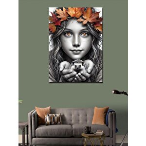 Kanvas Tablo Sonbahar Yapraklı Kadın 70x100 cm