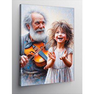 Kanvas Tablo Keman Çalan Adam Ve Kız 100x140 cm
