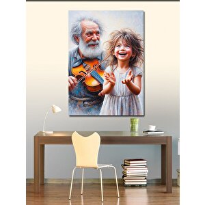 Kanvas Tablo Keman Çalan Adam Ve Kız 100x140 cm