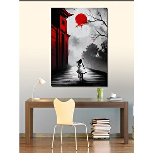 Kanvas Tablo Kırmızı Güneş Ve Çocuk 50x70 cm