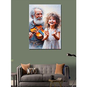Kanvas Tablo Keman Çalan Adam Ve Kız 70x100 cm