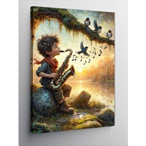 Kanvas Tablo Saksafon Çalan Çocuk 100x140 cm