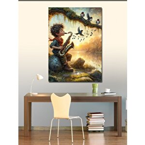 Kanvas Tablo Saksafon Çalan Çocuk 100x140 cm