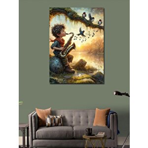 Kanvas Tablo Saksafon Çalan Çocuk 100x140 cm