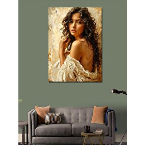 Kanvas Tablo Beyaz Elbiseli Kadın 70x100 cm