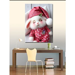 Kanvas Tablo Kırmızı Pijamalı Tavşan 70x100 cm